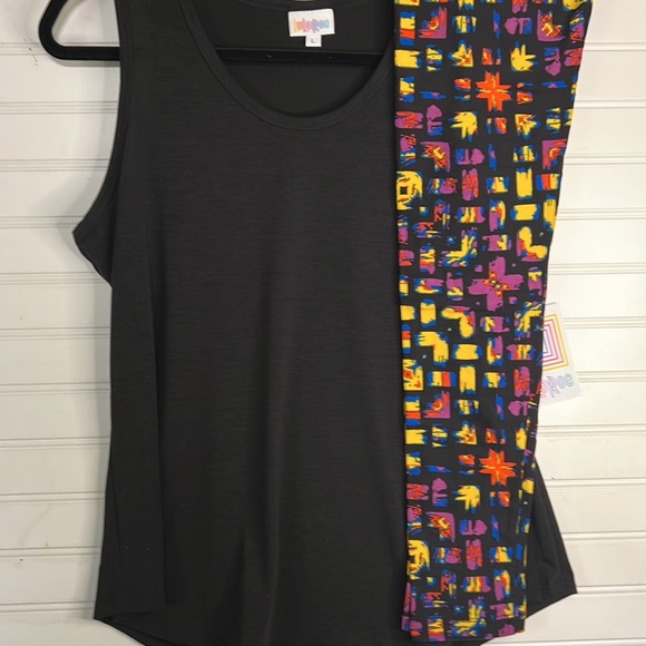 3 piece outfit Large solid black LulaRoe tank top matching OS Leggings set BNWT - Picture 7 of 8